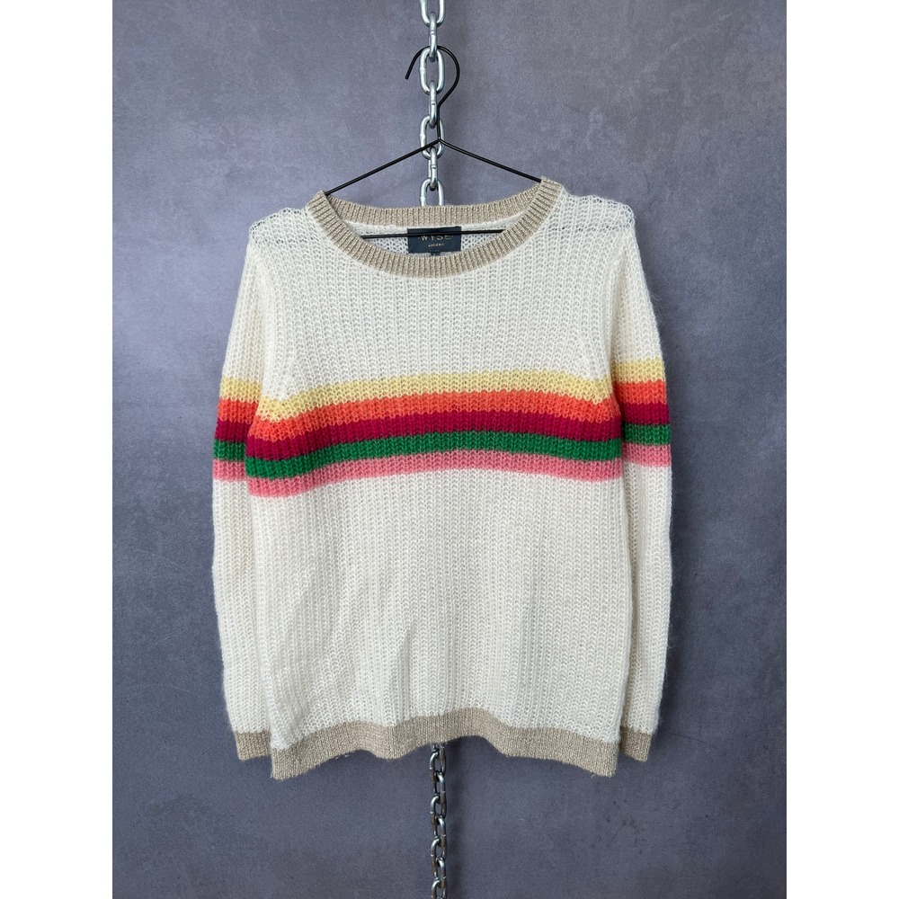 WYSE London Striped‎ Mohair Blend Sweater Colorful Stripes Knit Pullover S